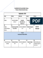 Calendario de Evaluaciones Septiembre