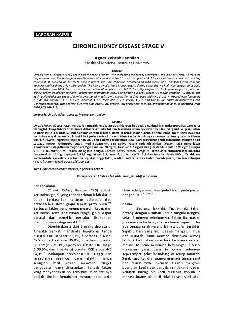 Chronic Kidney Disease Stage V Case Report | PDF