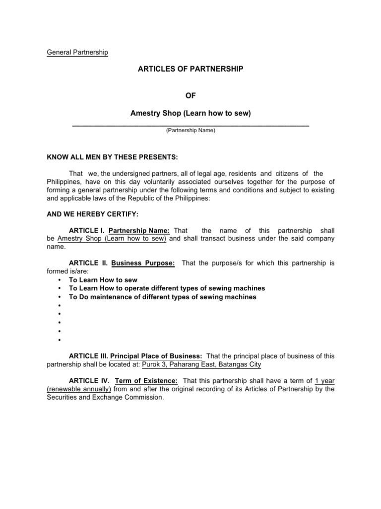 lease contract partnership notary public