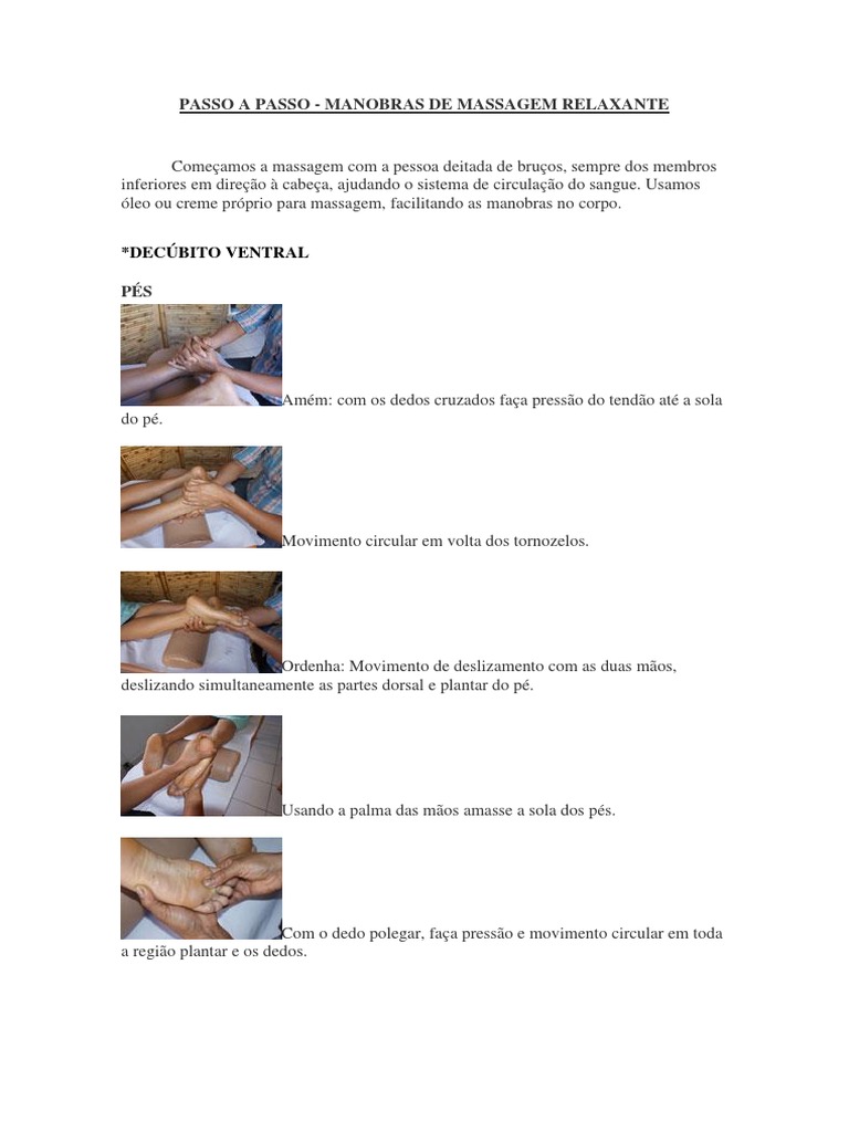 Manobras de Massagem Relaxante Passo a Passo | PDF | Mão | Pé