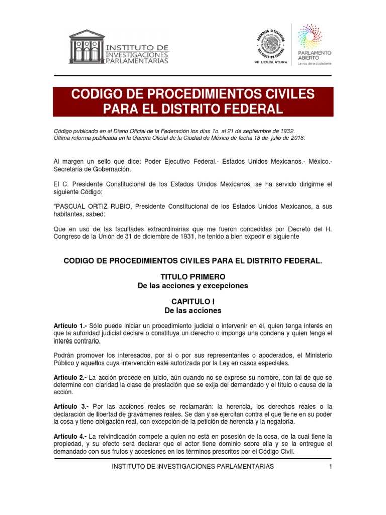 CÓDIGO DE PROCEDIMIENTOS CIVILES DEL DF CÓDIGO DE PROCEDIMIENTOS CIVILES DEL DF