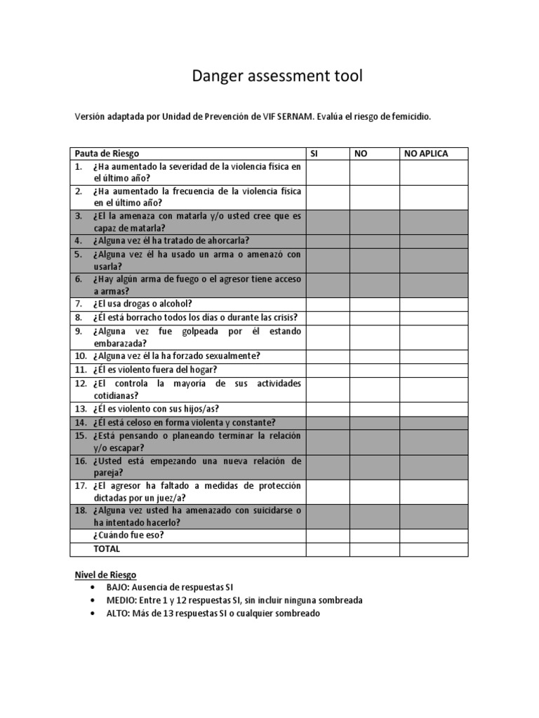 Danger Assessment Tool PDF