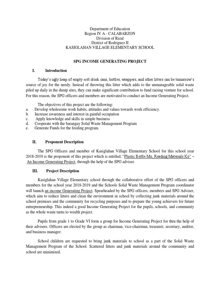 Income Generating Project Pdf Waste Management Waste