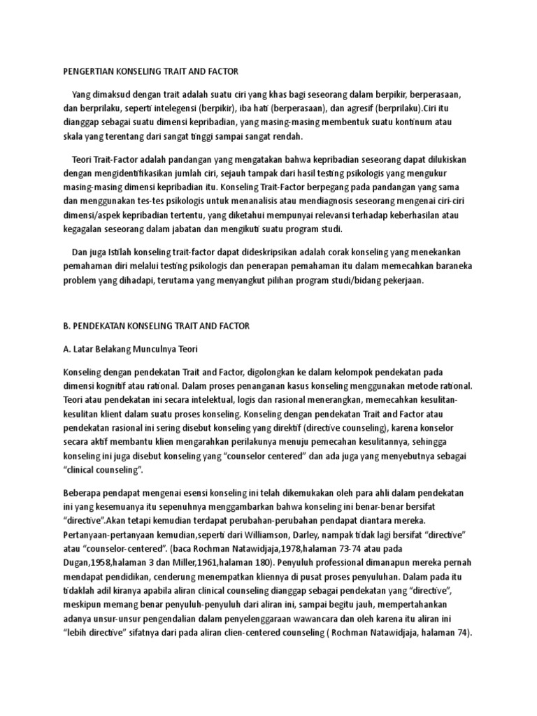 Trait and Factor | PDF