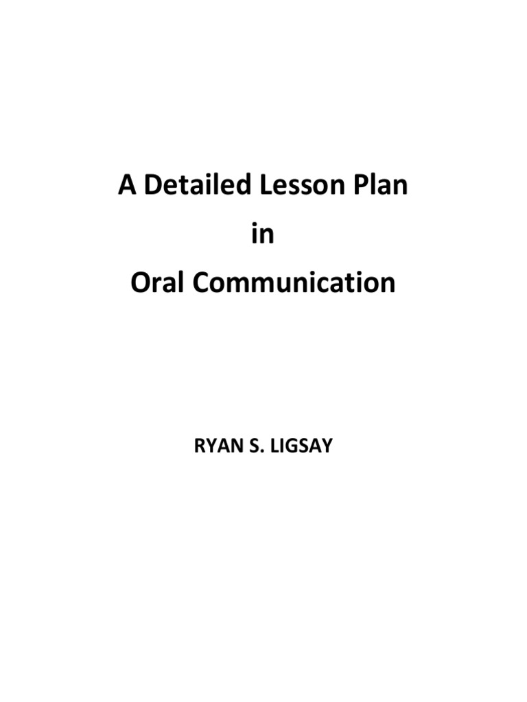 Oral Communication Lesson Plan | PDF | Nonverbal Communication ...