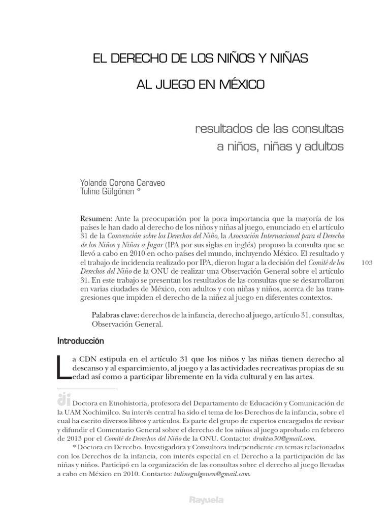 Derecho al Juego Infantil en México | PDF | Ciudad de México | México