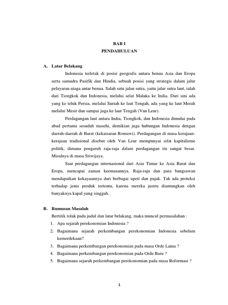 Makalah Sejarah Perekonomian Indonesia | PDF