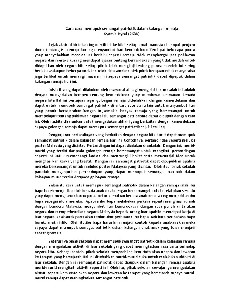 Cara-Cara Mumupuk Semangat Patriotik  PDF
