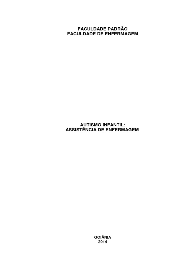 14 Tcc Autismo Assistencia De Enfermagem Autismo Enfermagem