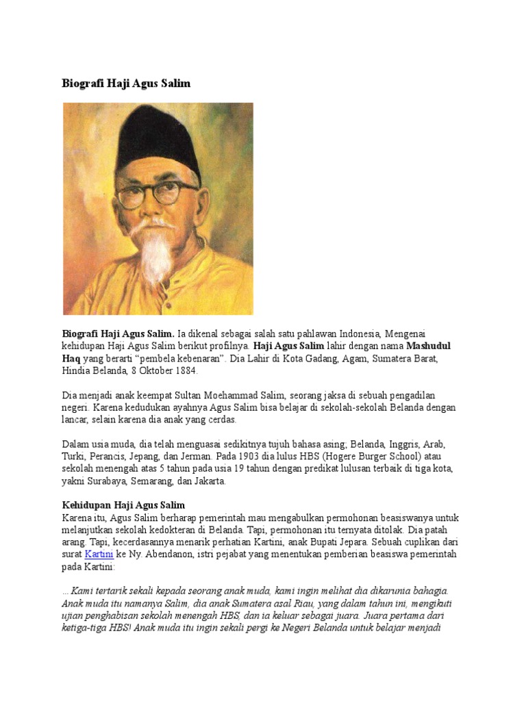 Biografi Haji Agus Salim