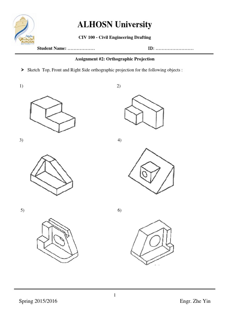 Assignment 02-Orthographic Projection | PDF