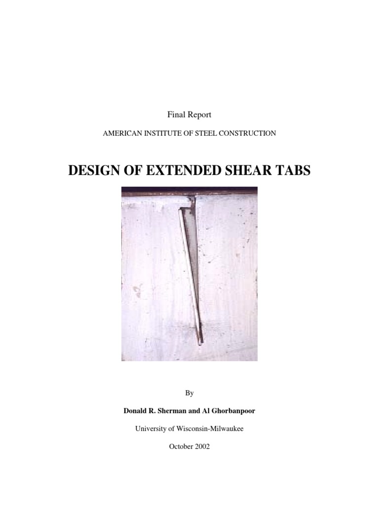 Extended Shear Tab Design Report | PDF | Bending | Beam (Structure)