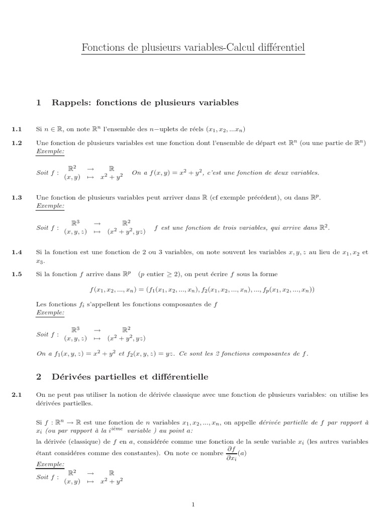 Matrice Jacobienne et Changement de Variable | PDF | Fonction de ...