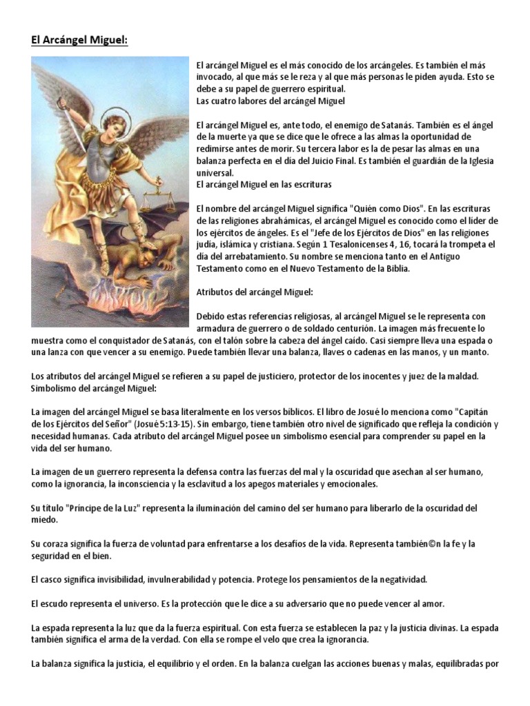 El Arcángel Miguel, Arcangel Gabriel y Arcangel Rafael | PDF | Miguel ...