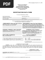 Investigation Data Form