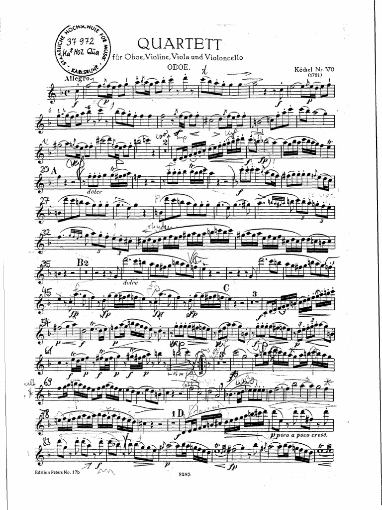 Mozart Oboenquartett Oboe PDF PDF