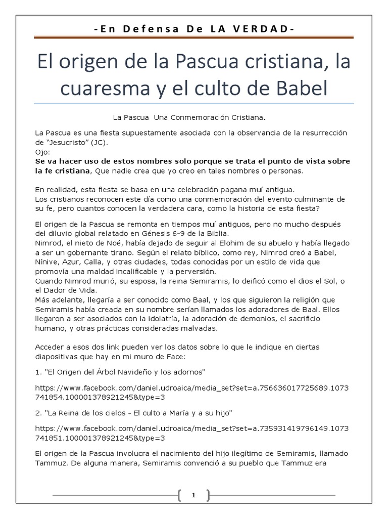 Origen y significado de la Pascua cristiana | PDF | Pascua de ...