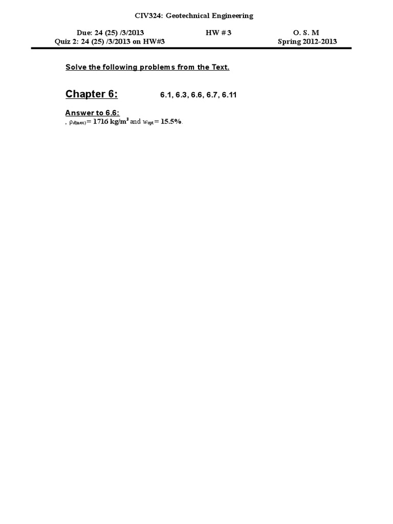 Geotechnical Engineering Homework 3 | PDF