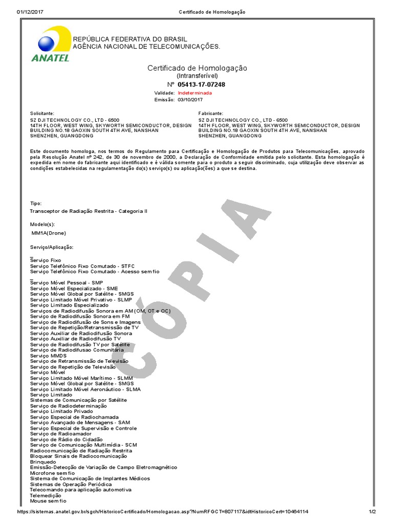 Certificado de Homologação-Anatel | Sem fio | Radiodifusão