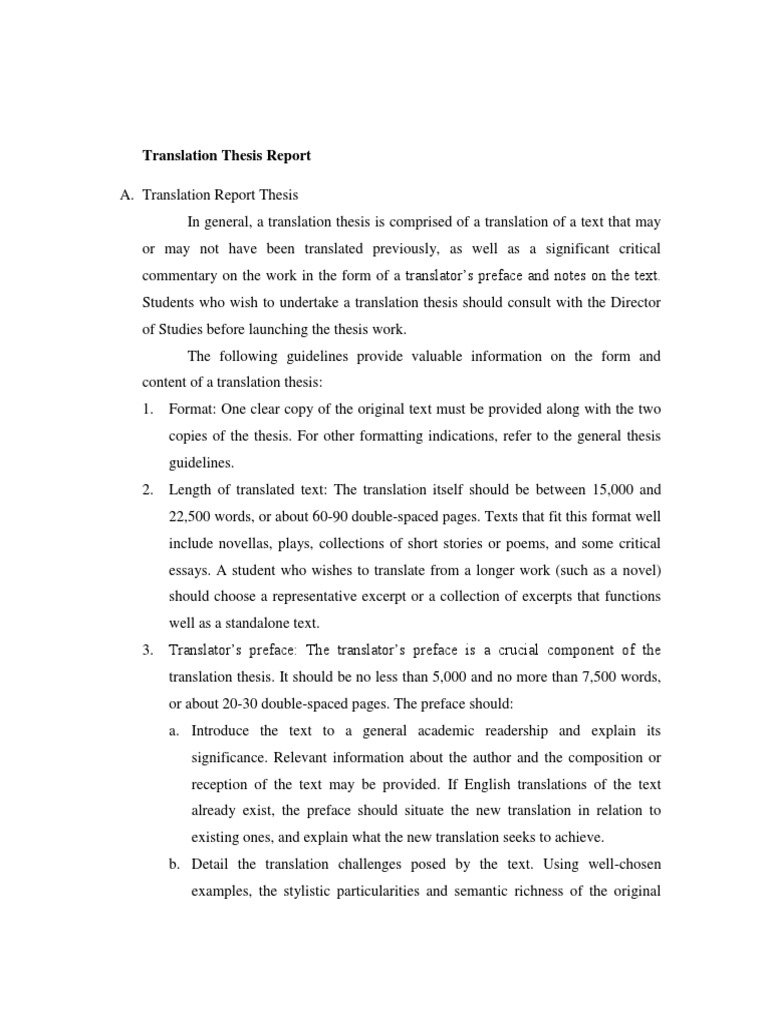Guidelines for Translation Theses | PDF | Translations | Thesis
