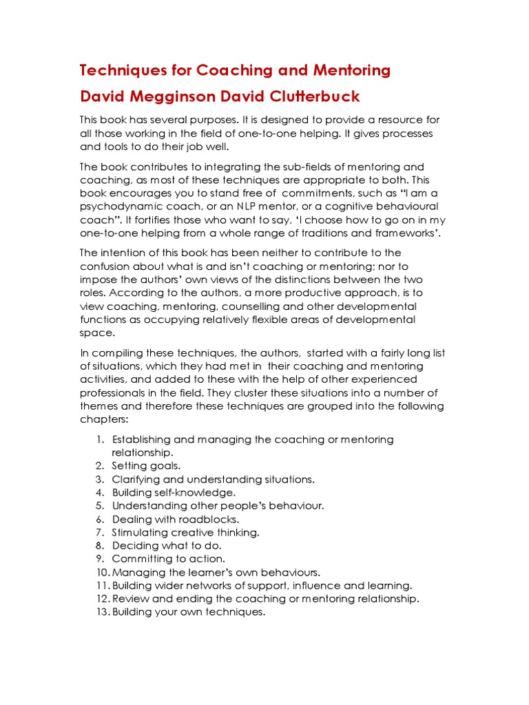 Bookreview - Techniques For Coaching and Mentoring | PDF