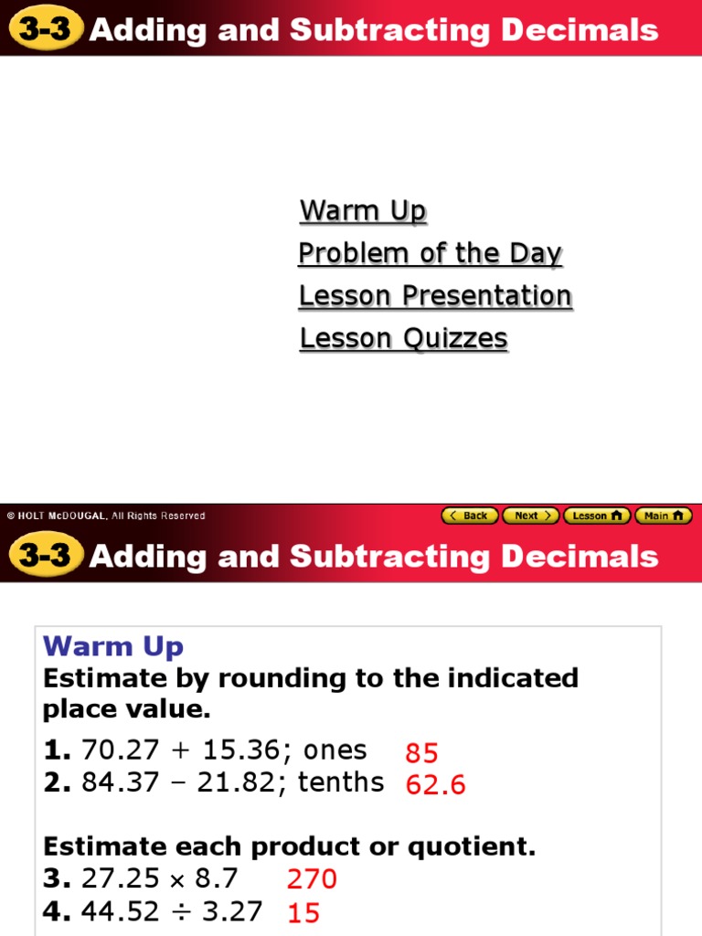 Adding and Subtracting Decimals | PDF | Numbers | Arithmetic