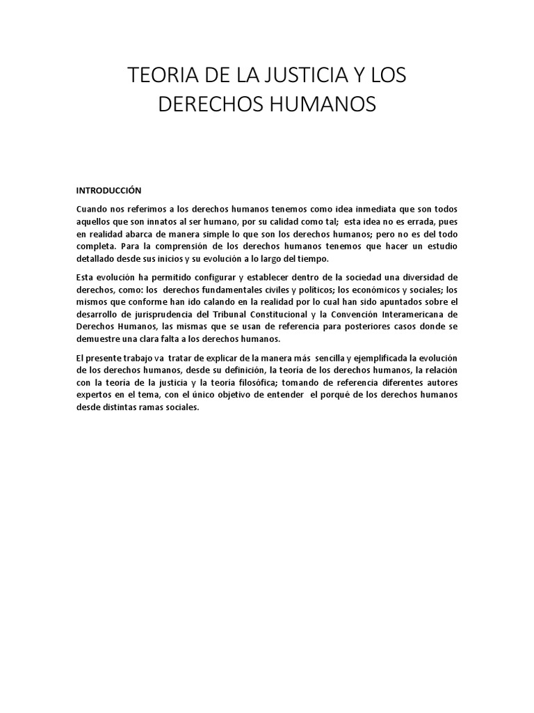 Teoria de La Justicia y Los Derechos Humanos | PDF | Derechos humanos ...