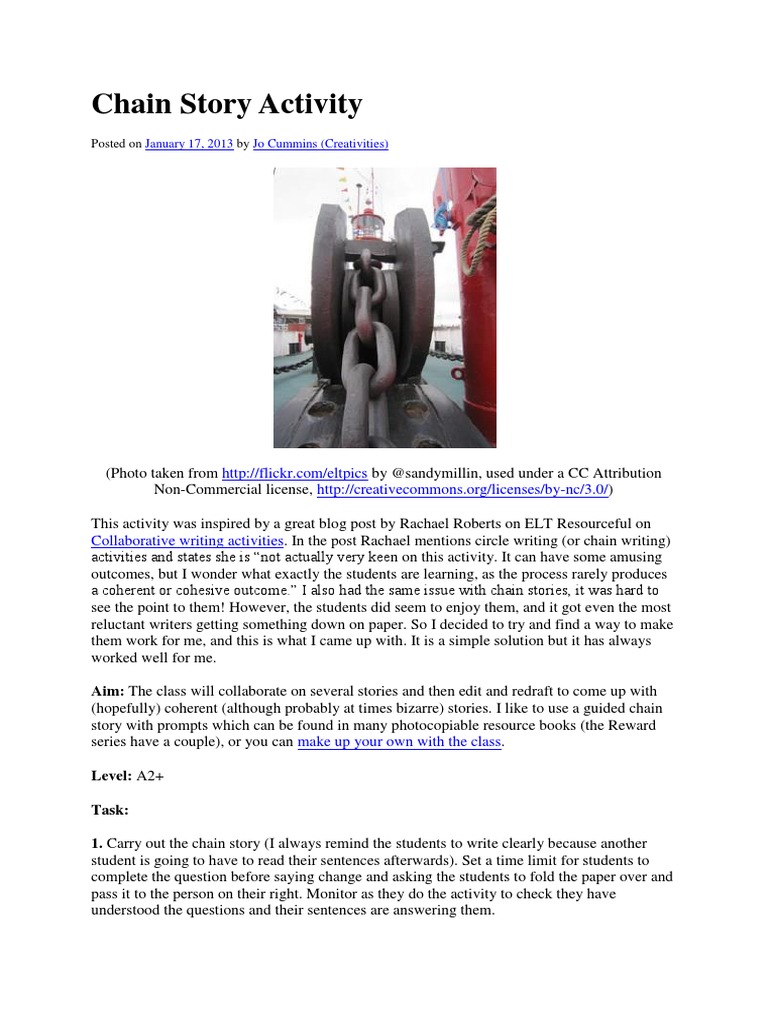Chain Story Activity PDF Word Sentence (Linguistics)