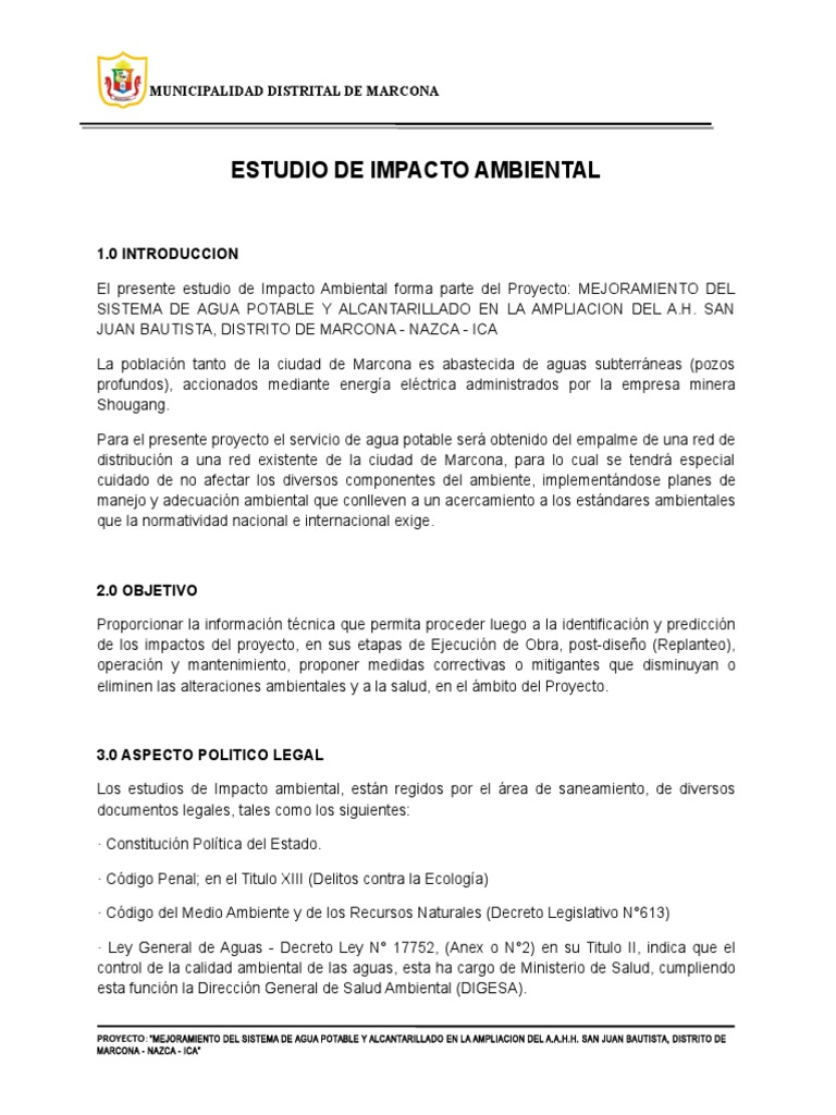 Estudio de Impacto Ambiental | PDF | Evaluación de impacto ambiental ...