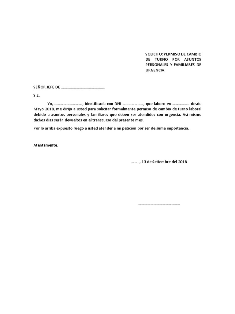 Modelo De Carta Solicitando Cambio De Puesto De Trabajoejemplo De Una