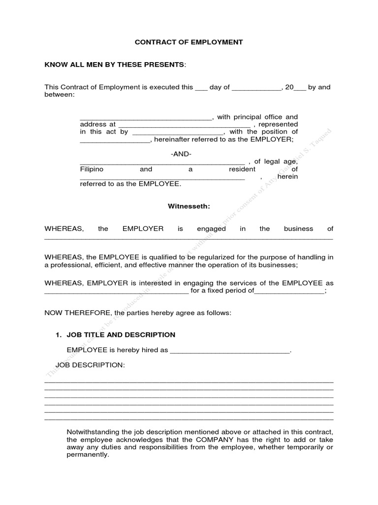 Contract of Regular Employment Nov 12, 2014 | PDF | Confidentiality ...
