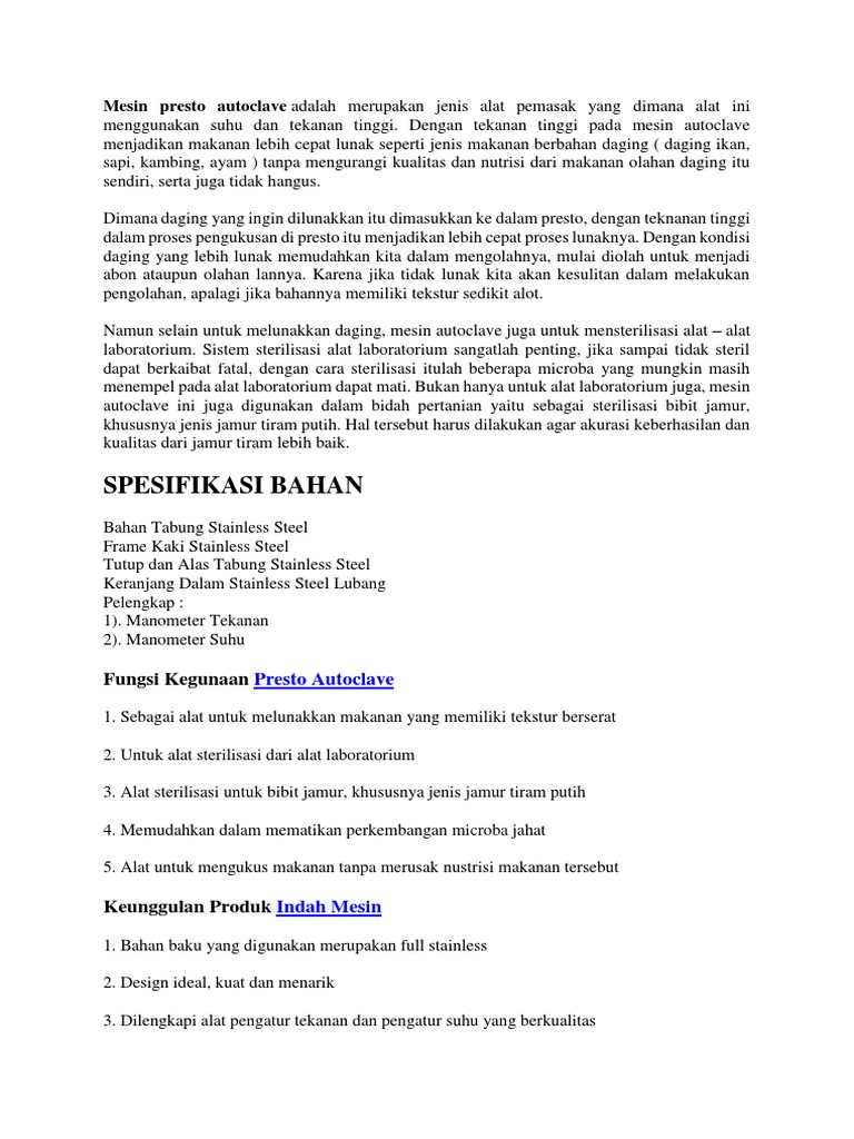 Mesin Presto Autoclave PDF