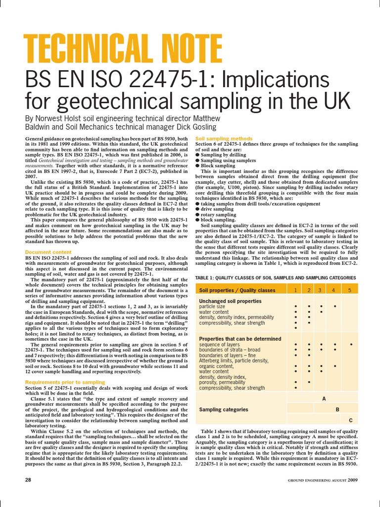 UK Geotechnical Sampling Standards Update | PDF | Soil | Geotechnical ...