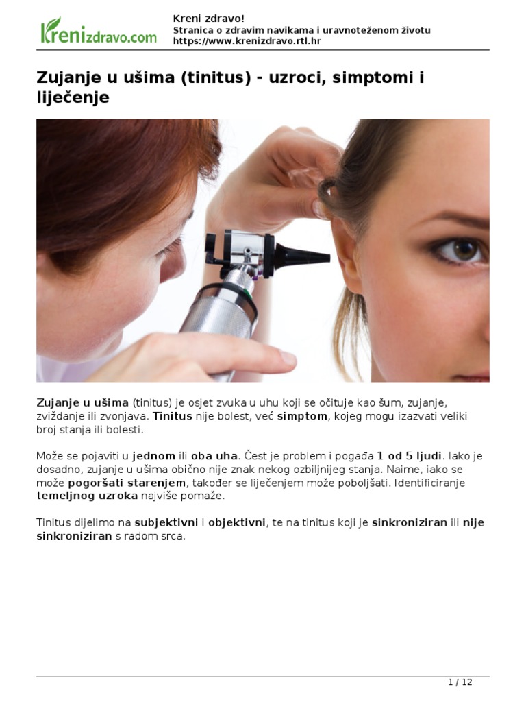 Zujanje U Usima Tinitus PDF PDF