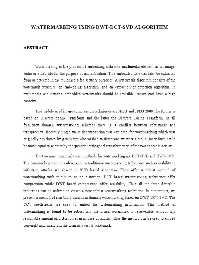 Watermarking Using DWT | PDF