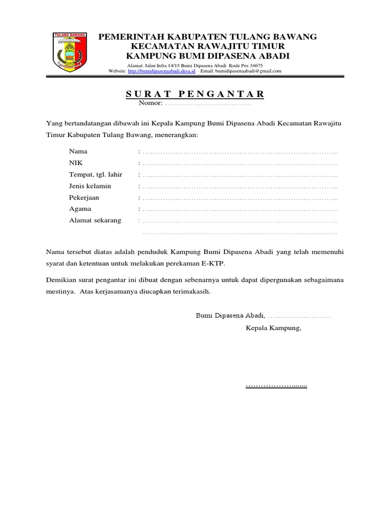 Surat Pengantar Untuk Membuat Ktp » Daily Blog Networks