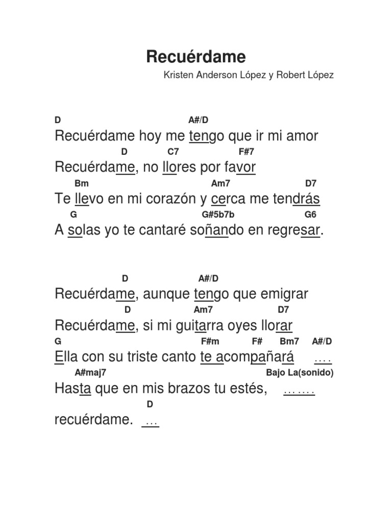 Acordes y letra de 