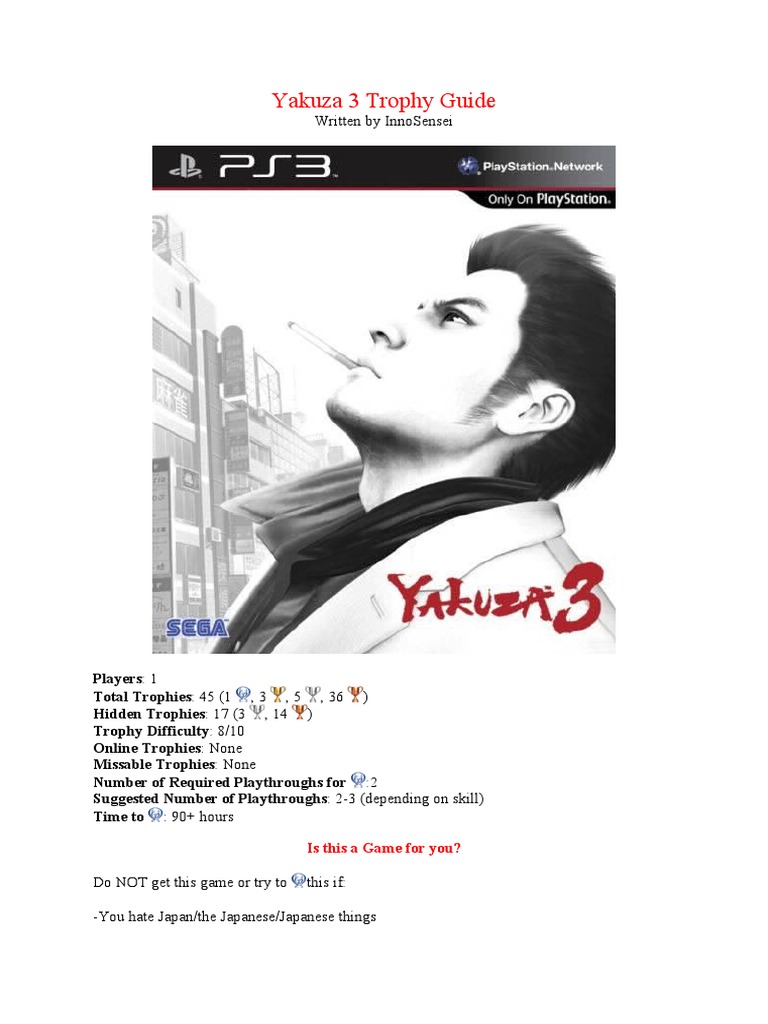 Yakuza 3 Trophy Guide, PDF, Roulette