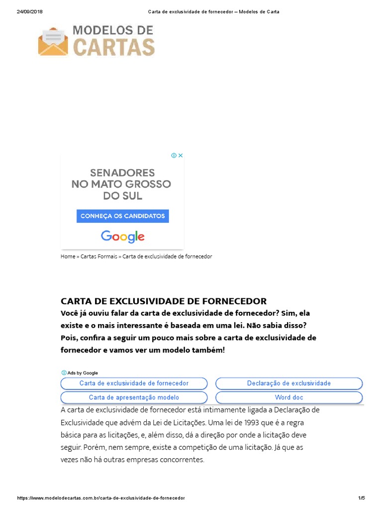 Carta de Autorização – Modelos de Carta