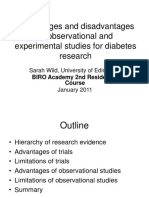 Advantages and Disadvantages of Observational and Experimental Studies For Diabetes Research