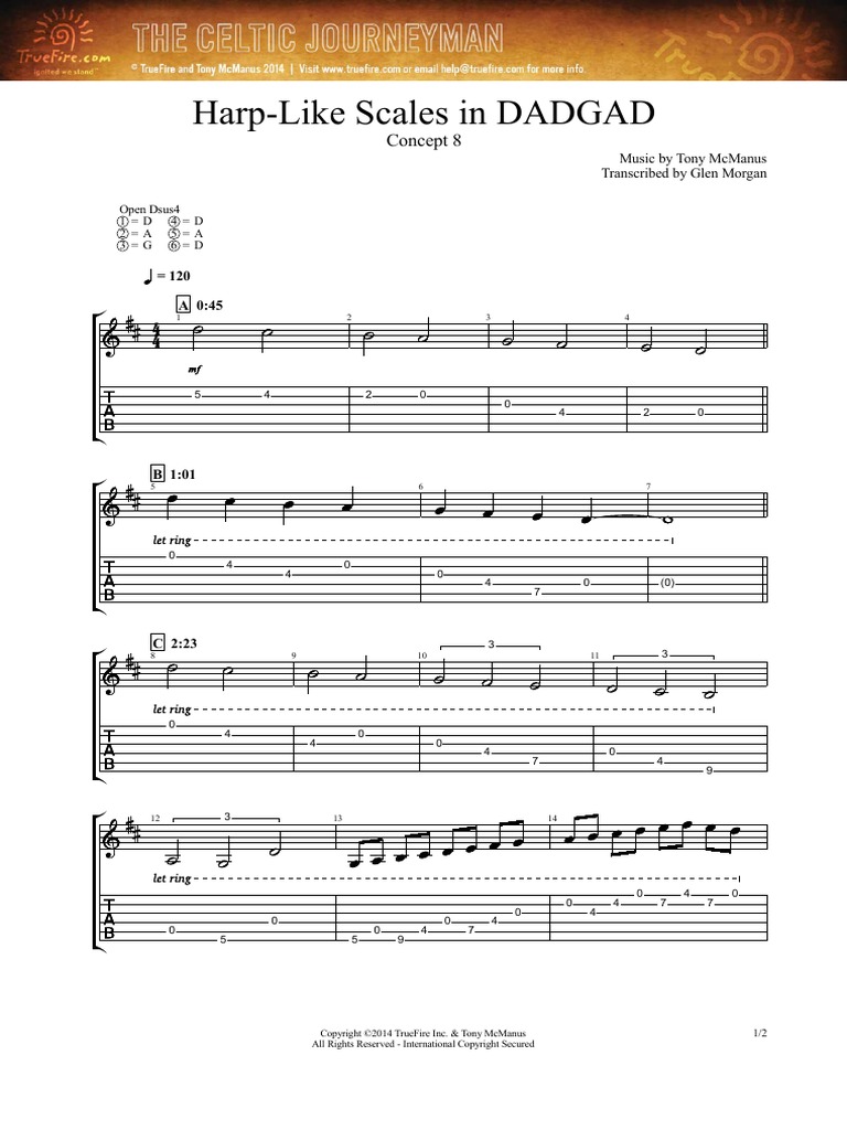 Harp Scales in DADGAD Celtic Musical Instruments Guitar Family