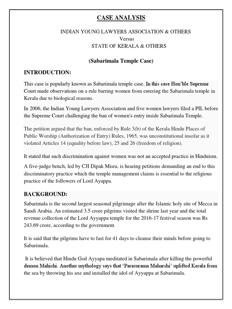 Sabarimala Temple Case PDF Justice Crime & Violence