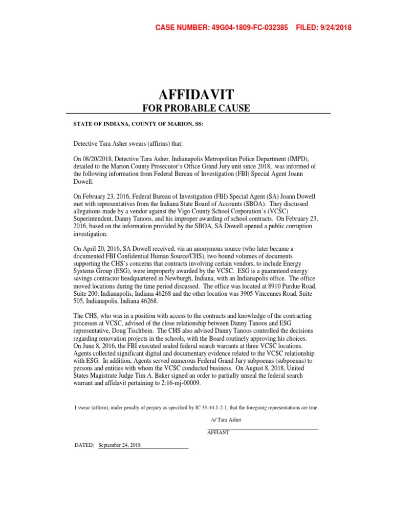 Tanoos Corruption Investigation Affidavit | PDF | Affidavit | Request ...