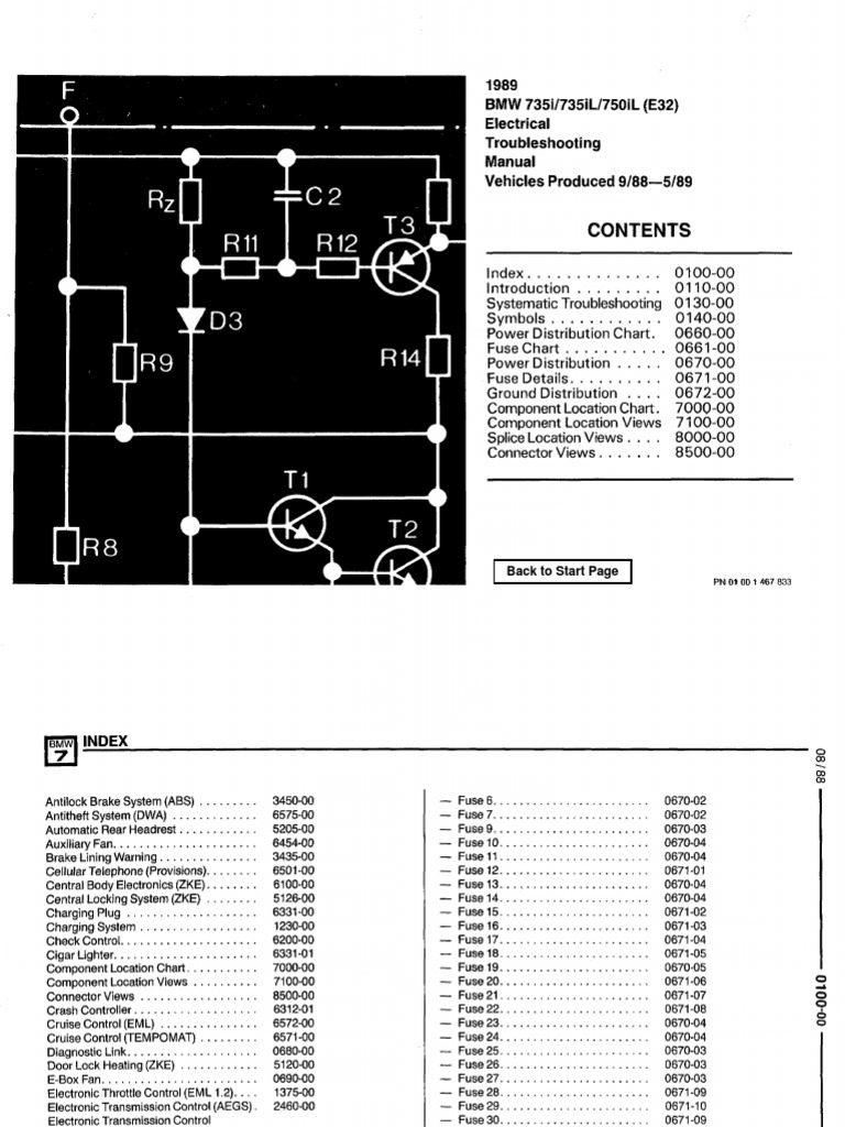 BMW Electrical-Electronic E32 89 Etm | PDF