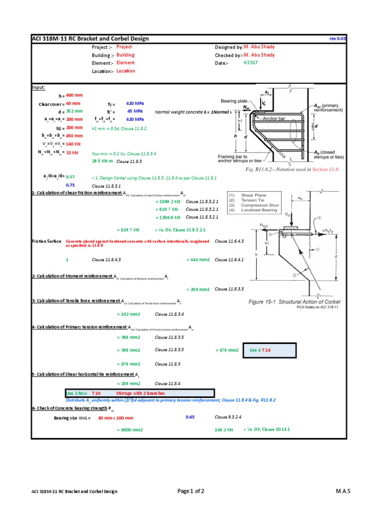 ACI 318M-11 RC Bracket Design Guide | PDF | Concrete | Solid Mechanics