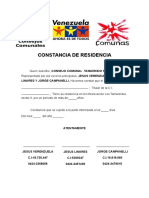 Constancia de Residencia Sector II