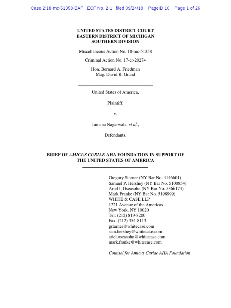 Brief of Amicus Curiae Aha Foundation in Support of The United States ...