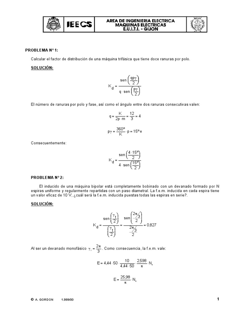 Problema #1:: A. GORDON PDF | Inductor | Generador eléctrico