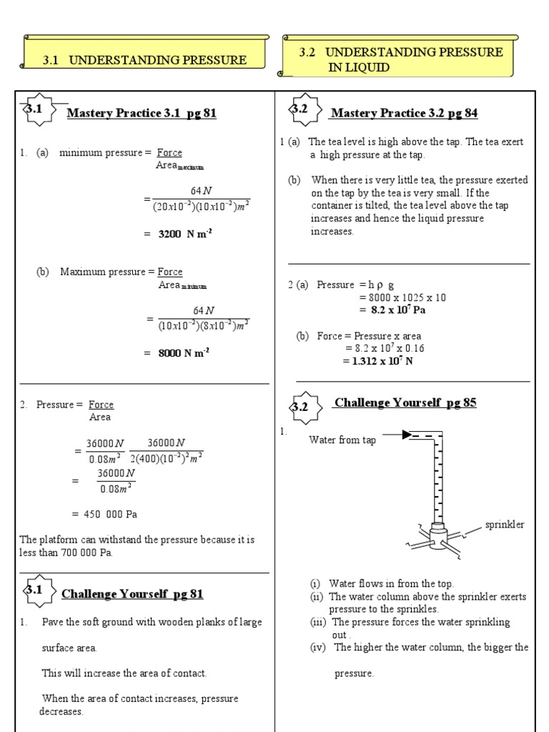 Forces And Pressure Pdf Buoyancy Pressure