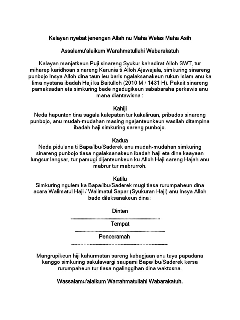 Surat Undangan Walimatussafar